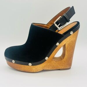 KORS Michael Kors Black and Tan Mules with Adjustable Slingback